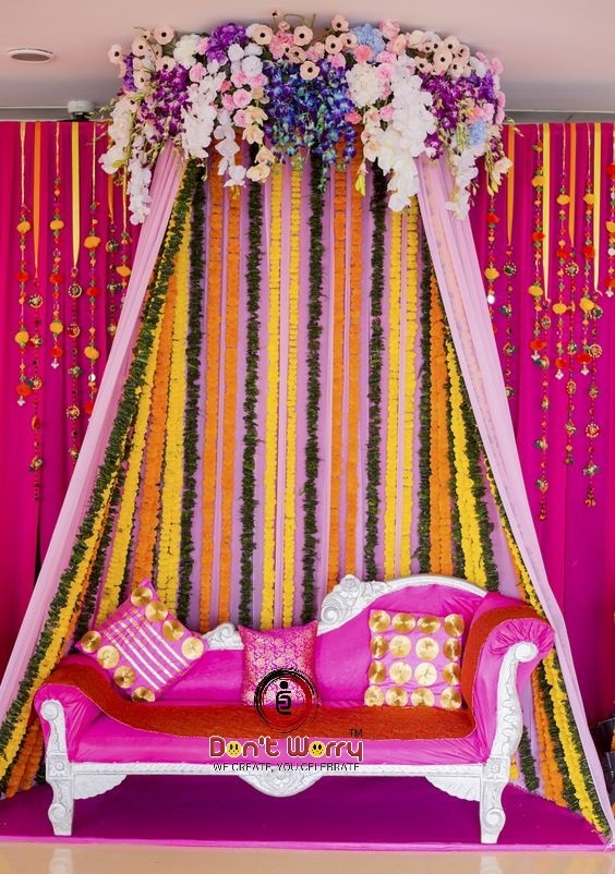 Elegant Mehndi Decoration for Bride & Groom | best mehandi backdrop ...