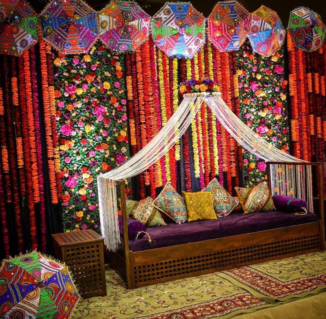 Colorful Themed Stage Decoration for Sangeet Night | Grand sangeet backdrop  decoration | Simple and unique sangeet backdrop decoration | Elegant sangeet  backdrop decoration | Grand sangeet backdrop decoration | best sangeet